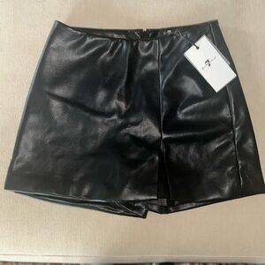 7 for All Mankind black faux leather skort